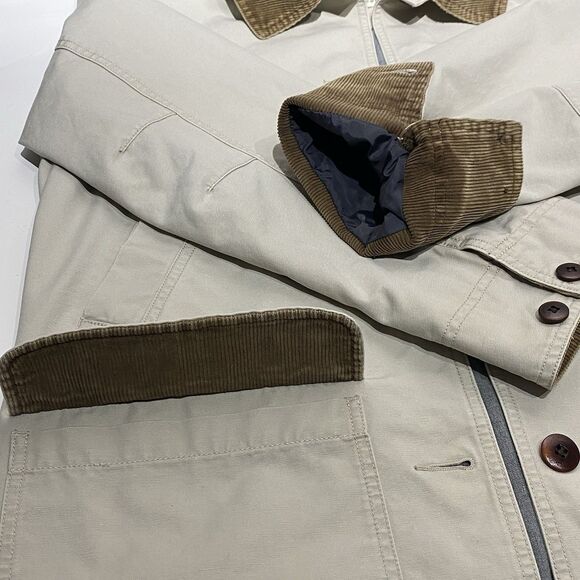 LL Bean Vintage Barn Coat Chore Flannel Lined Jacket Corduroy Trim Womens Medium - Picture 7 of 11